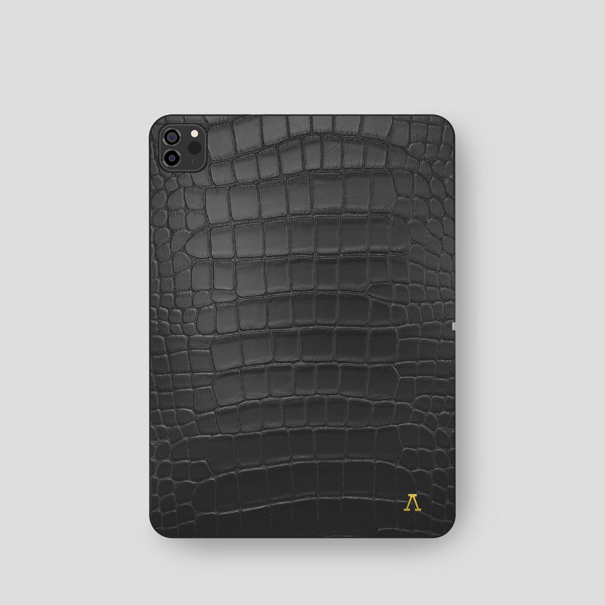 Grey iPad Pro 11-inch Case Alligator with Gold Metal -2 | Grey-Gold