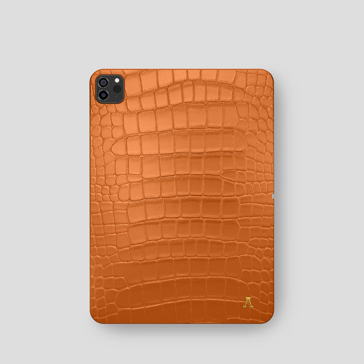 Orange iPad Pro 11-inch Case Alligator with Gold Metal -2 | Orange-Gold