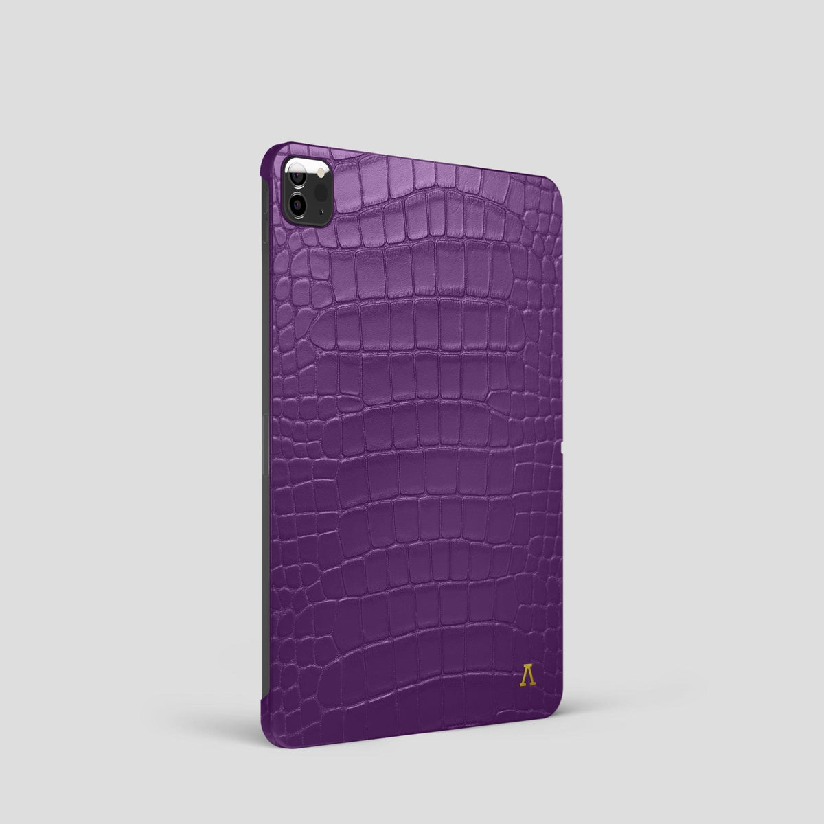 Purple iPad Pro 11-inch Case Alligator with Gold Metal -1 | Purple-Gold