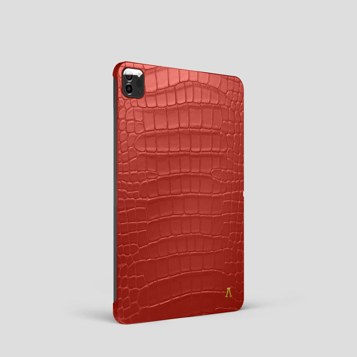 Red iPad Pro 11-inch Case Alligator with Gold Metal -1 | Red-Gold