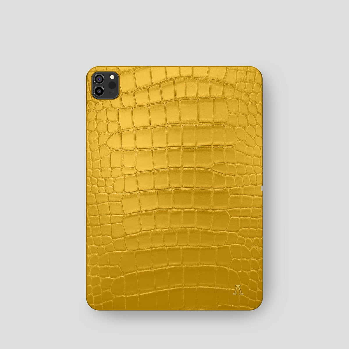 Yellow iPad Pro 11-inch Case Alligator with Gold Metal -2 | Yellow-Gold
