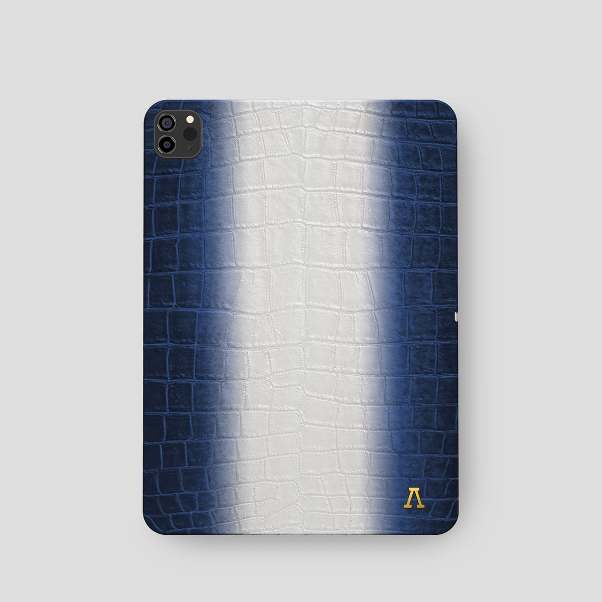 Navy Blue iPad Pro 11-inch Case Himalayan Crocodile with Gold Metal -2 | Navy-Blue-Gold