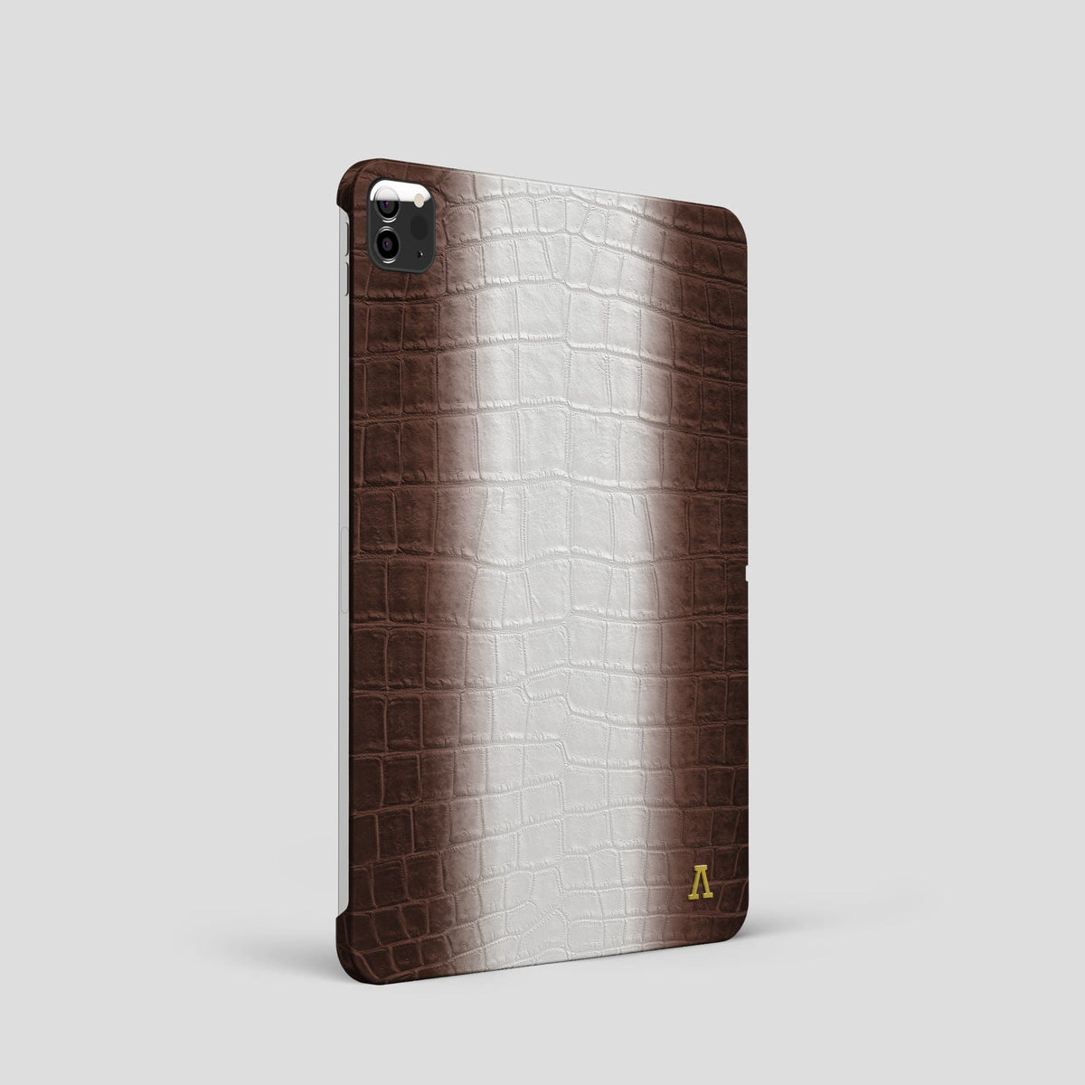 Dark Brown iPad Pro 11-inch Case Himalayan Crocodile with Gold Metal -1 | Dark-Brown-Gold