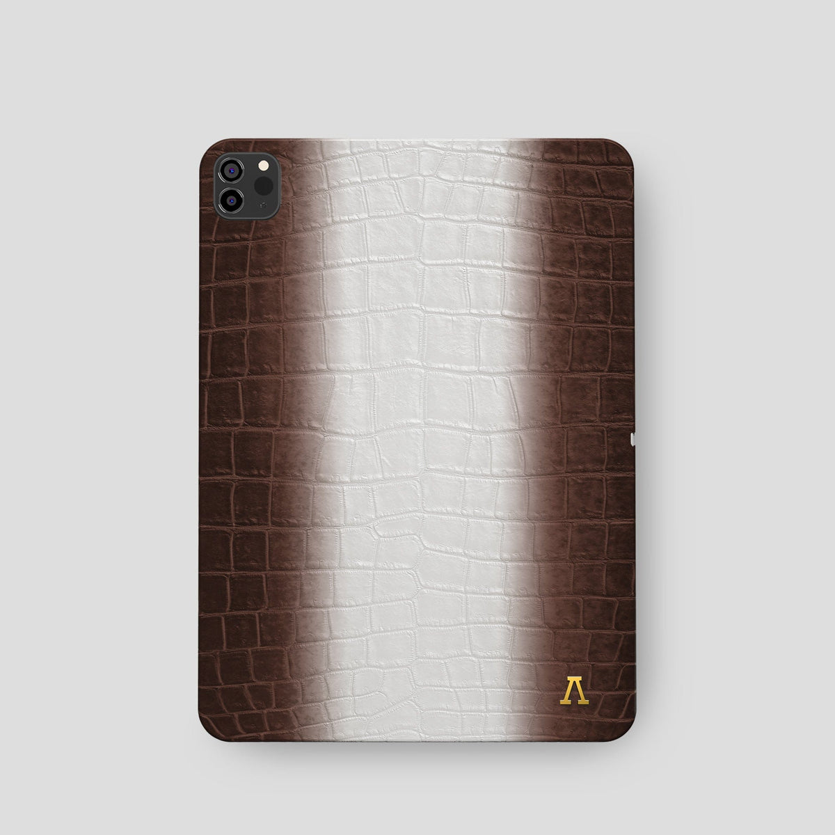 Dark Brown iPad Pro 11-inch Case Himalayan Crocodile with Gold Metal -2 | Dark-Brown-Gold