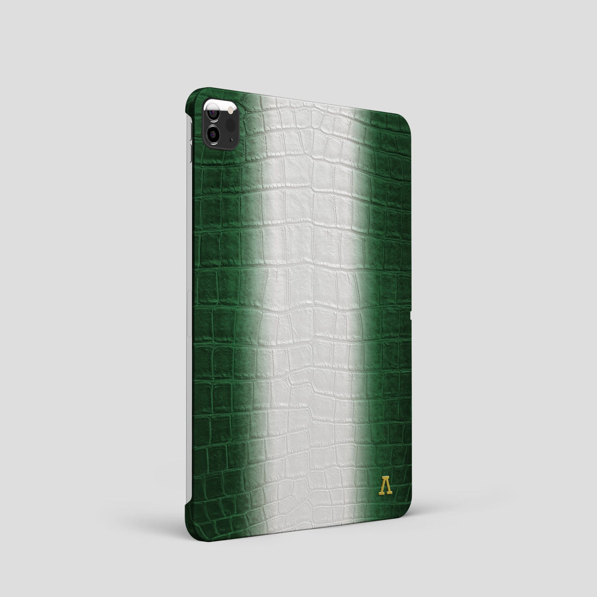Green iPad Pro 11-inch Case Himalayan Crocodile with Gold Metal -1 | Green-Gold