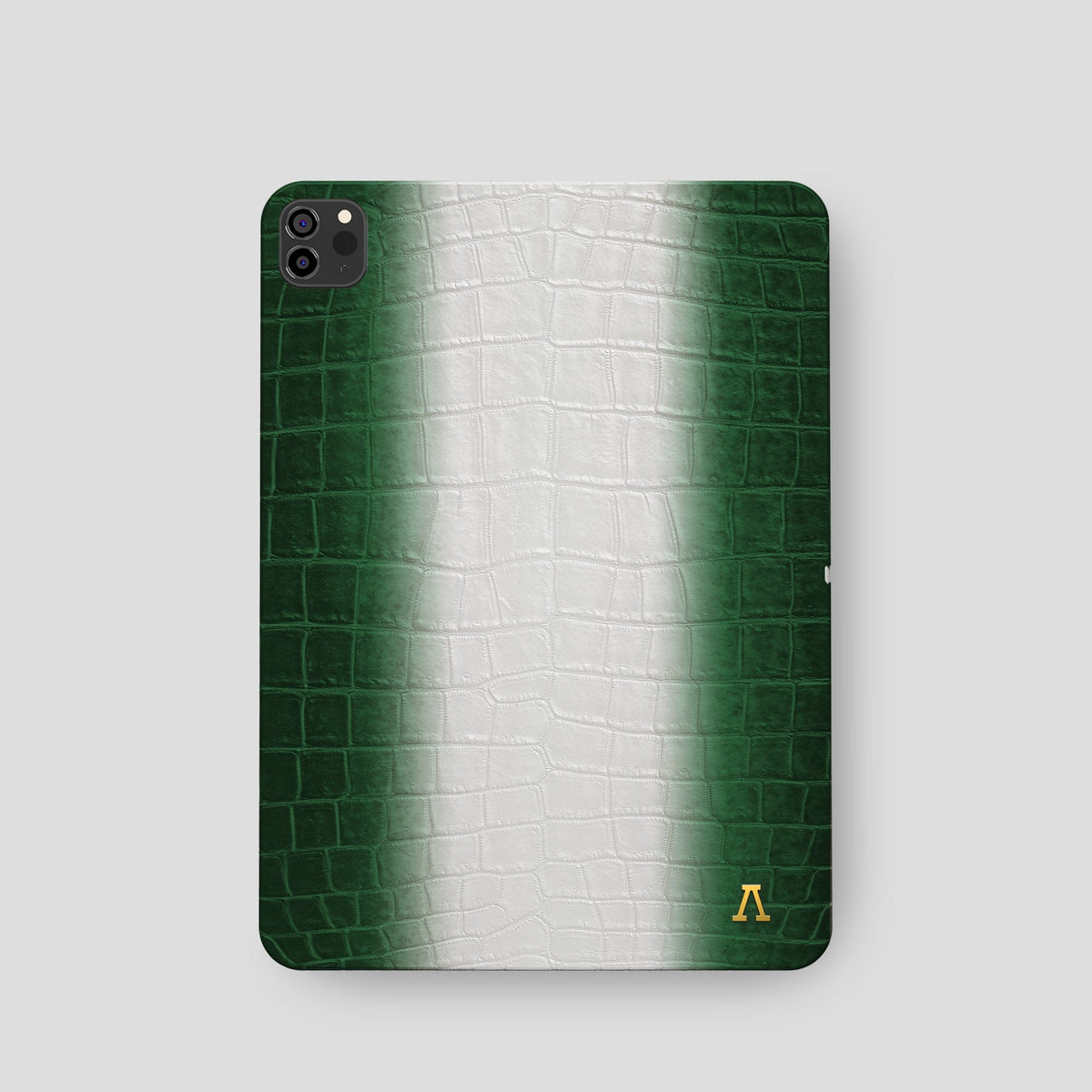 Green iPad Pro 11-inch Case Himalayan Crocodile with Gold Metal -2 | Green-Gold