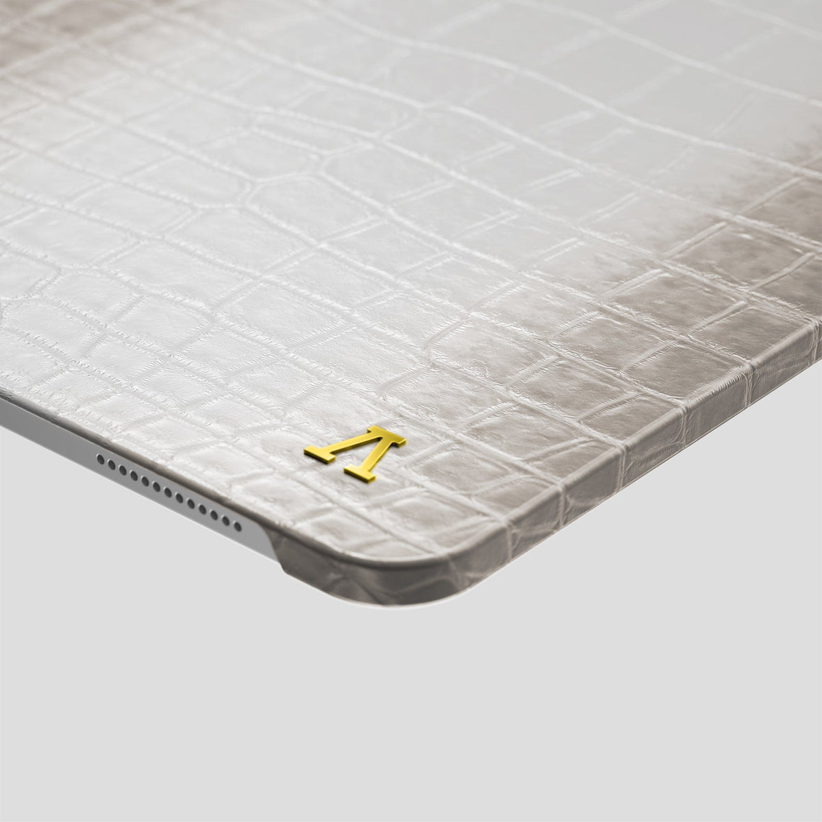 Light iPad Pro 11-inch Case Himalayan Crocodile with Gold Metal -5 | Light-Gold