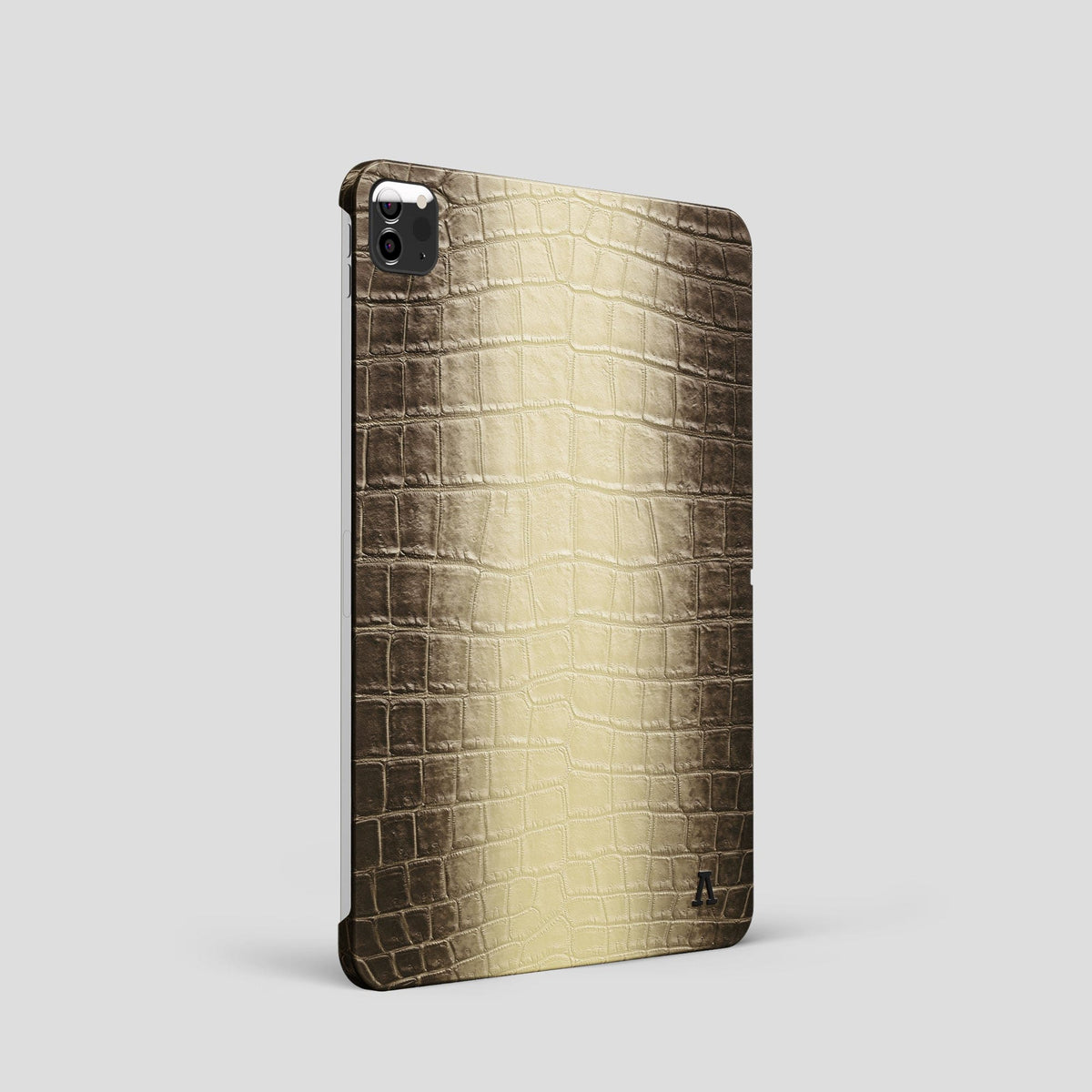 Natural iPad Pro 11-inch Case Himalayan Crocodile with Black Metal -1 | Natural-Black