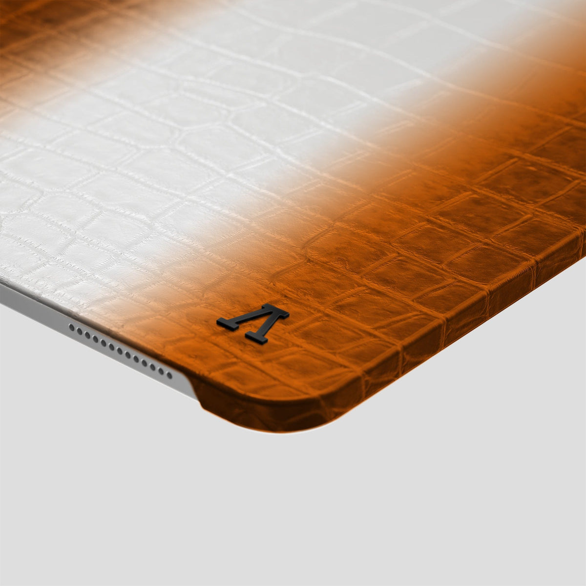 Orange iPad Pro 11-inch Case Himalayan Crocodile with Black Metal -5 | Orange-Black