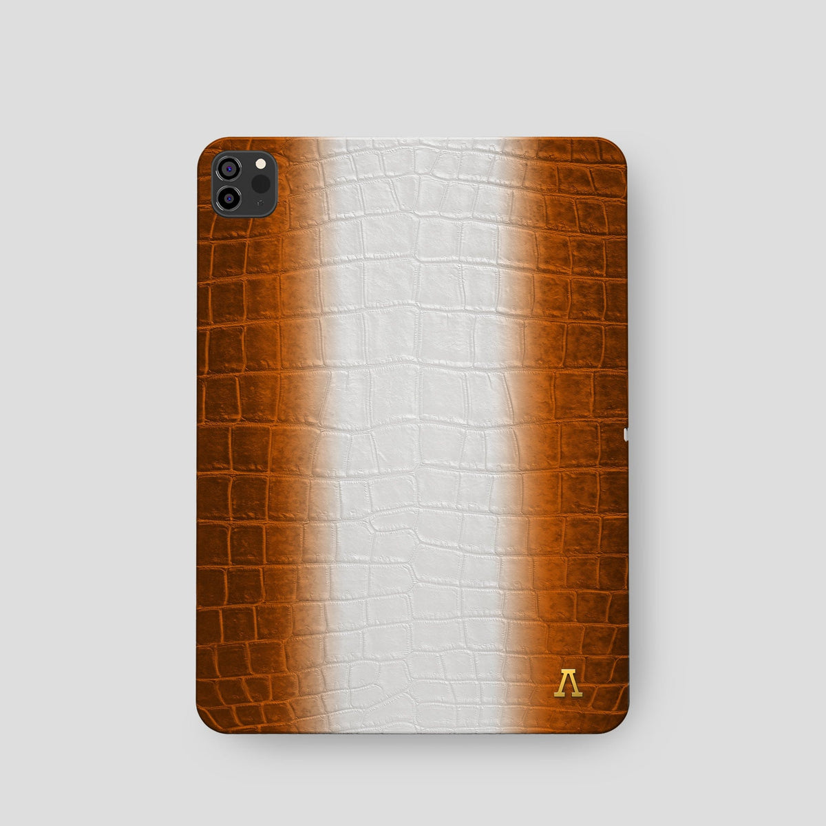 Orange iPad Pro 11-inch Case Himalayan Crocodile with Gold Metal -2 | Orange-Gold