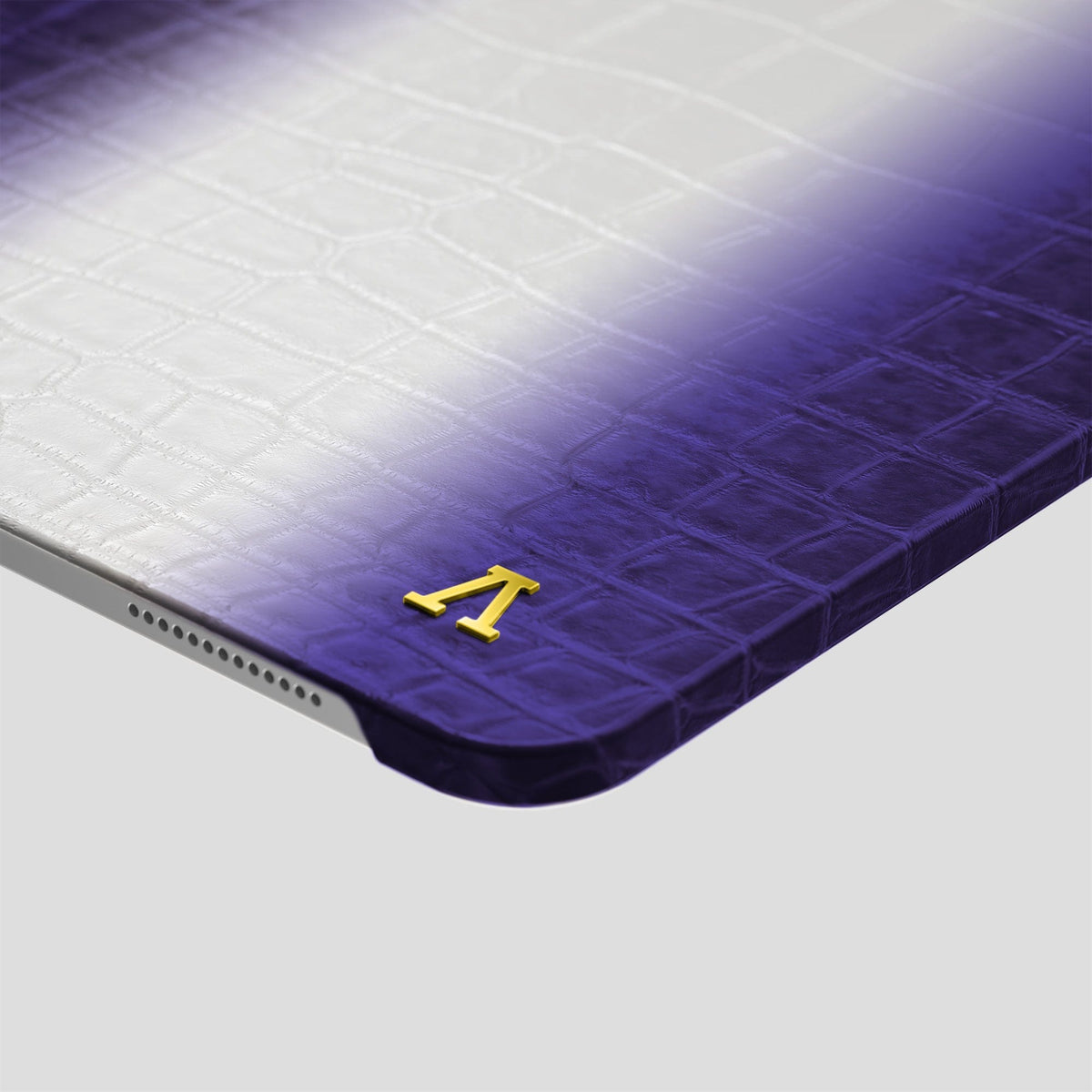 Purple iPad Pro 11-inch Case Himalayan Crocodile with Gold Metal -5 | Purple-Gold