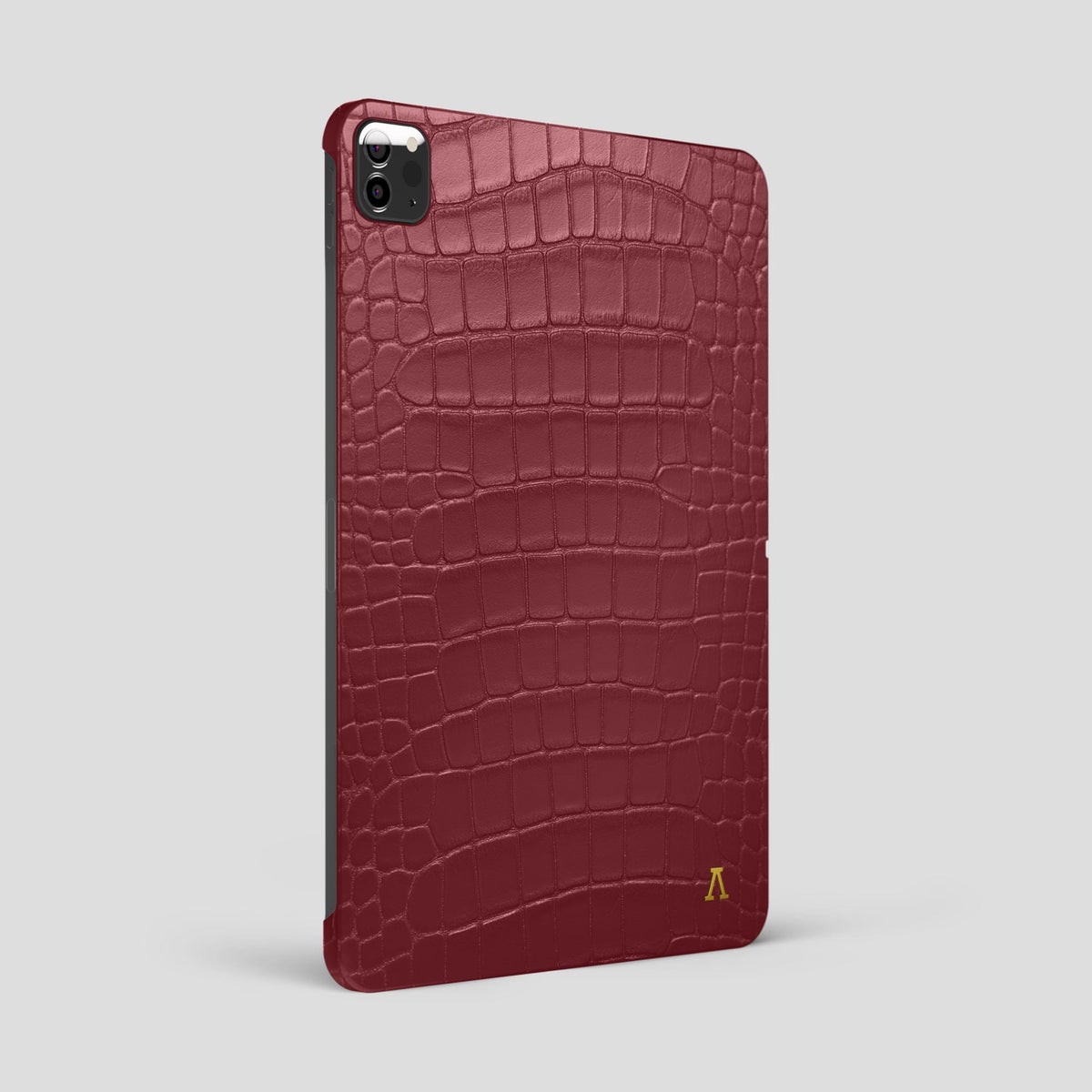 Burgundy iPad Pro 12.9-inch Case Alligator with Gold Metal -1 | Burgundy-Gold