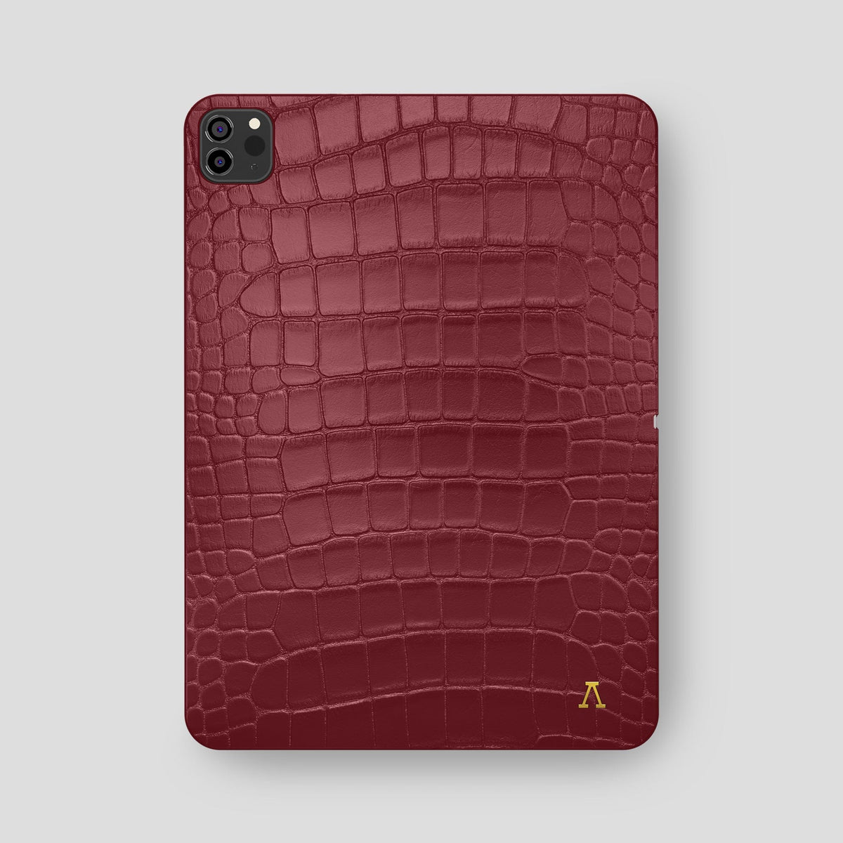 Burgundy iPad Pro 12.9-inch Case Alligator with Gold Metal -2 | Burgundy-Gold
