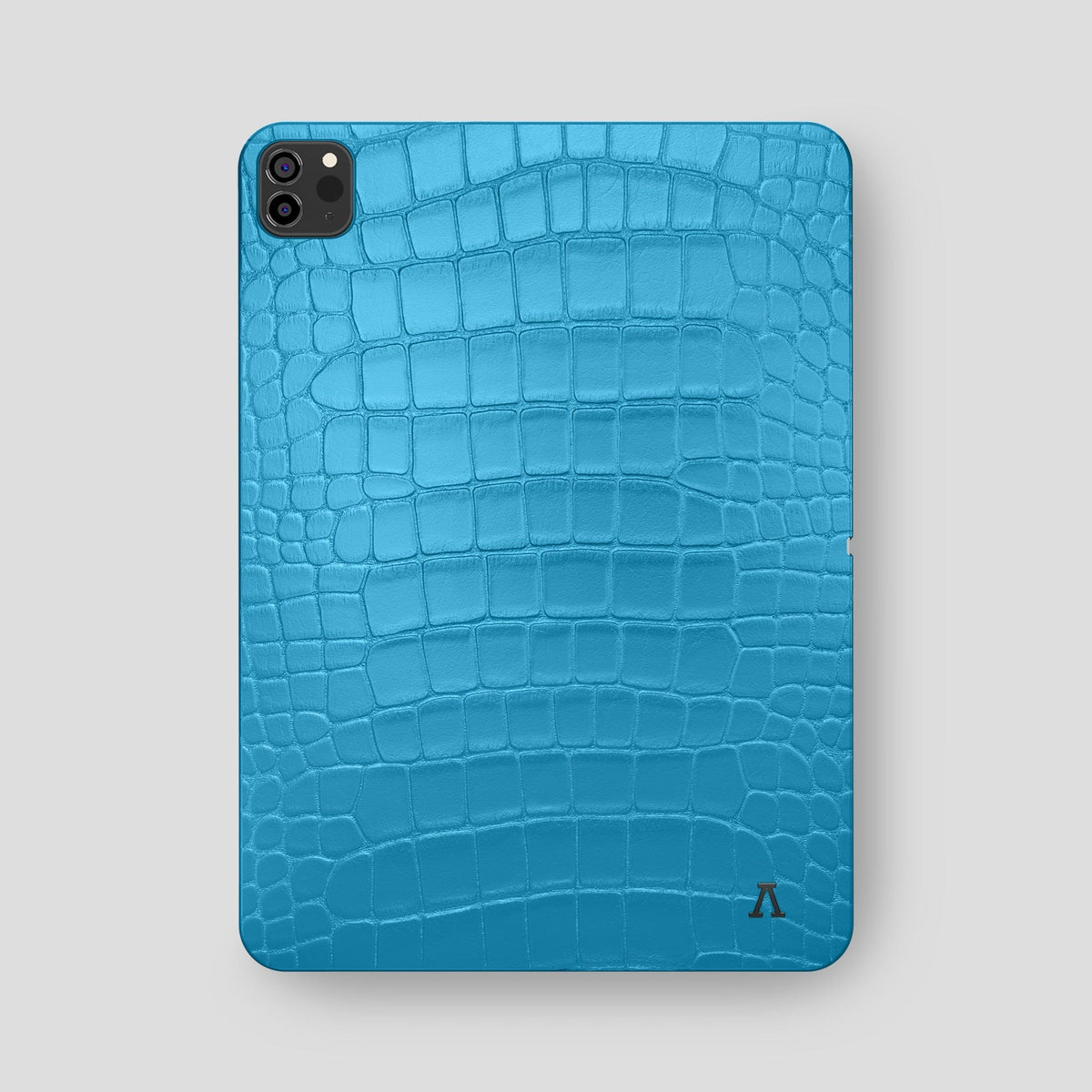 Curaçao-Blue iPad Pro 12.9-inch Case Alligator with Black Metal -2 | Curaçao-Blue-Black