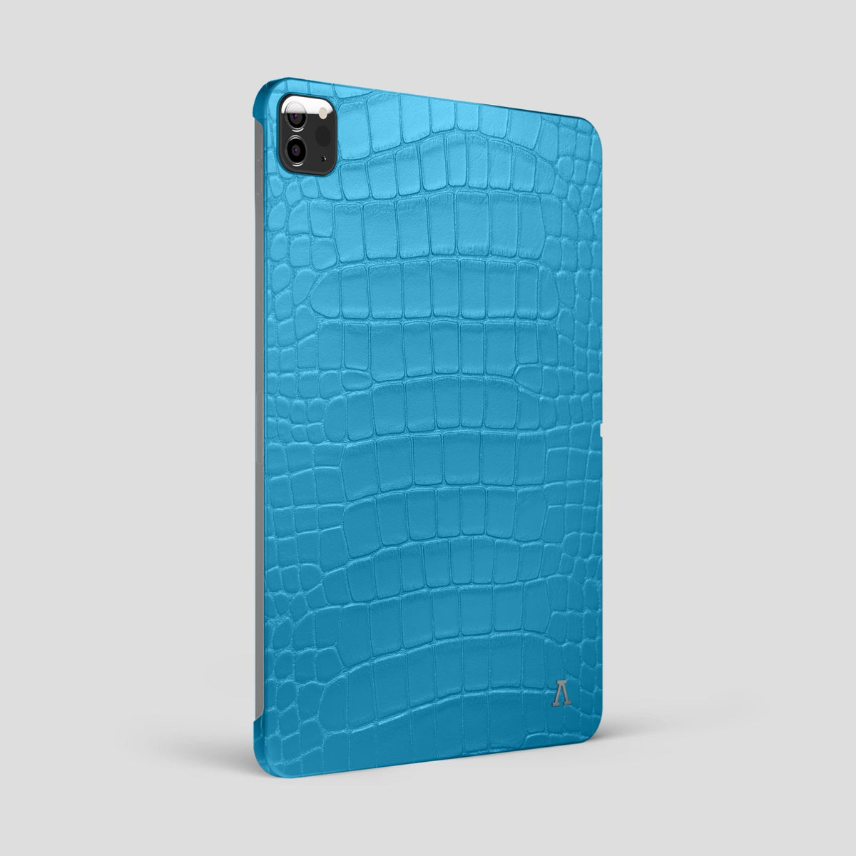 Curaçao-Blue iPad Pro 12.9-inch Case Alligator with Steel Metal -1 | Curaçao-Blue-Steel