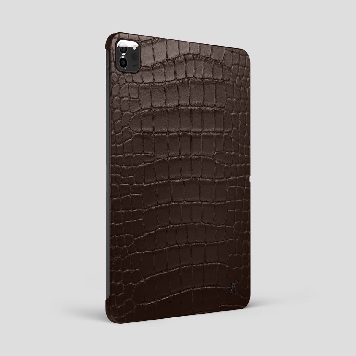Dark Brown iPad Pro 12.9-inch Case Alligator with Black Metal -1 | Dark-Brown-Black