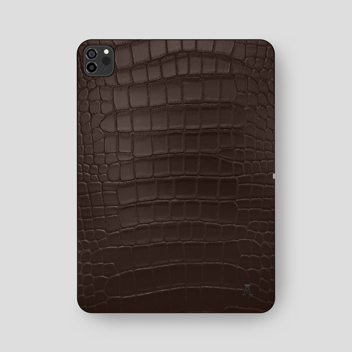 Dark Brown iPad Pro 12.9-inch Case Alligator with Black Metal -2 | Dark-Brown-Black