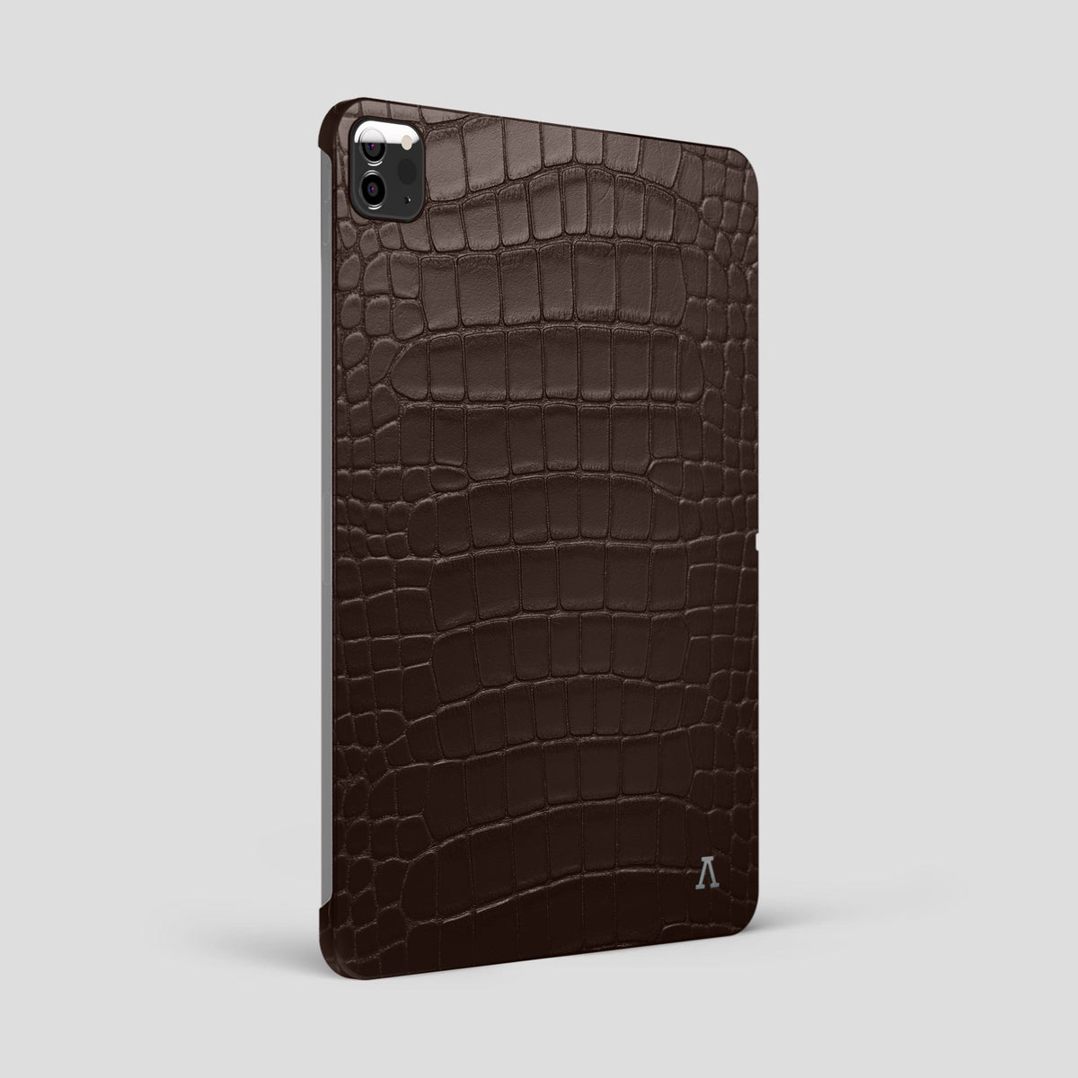 Dark Brown iPad Pro 12.9-inch Case Alligator with Steel Metal -1 | Dark-Brown-Steel