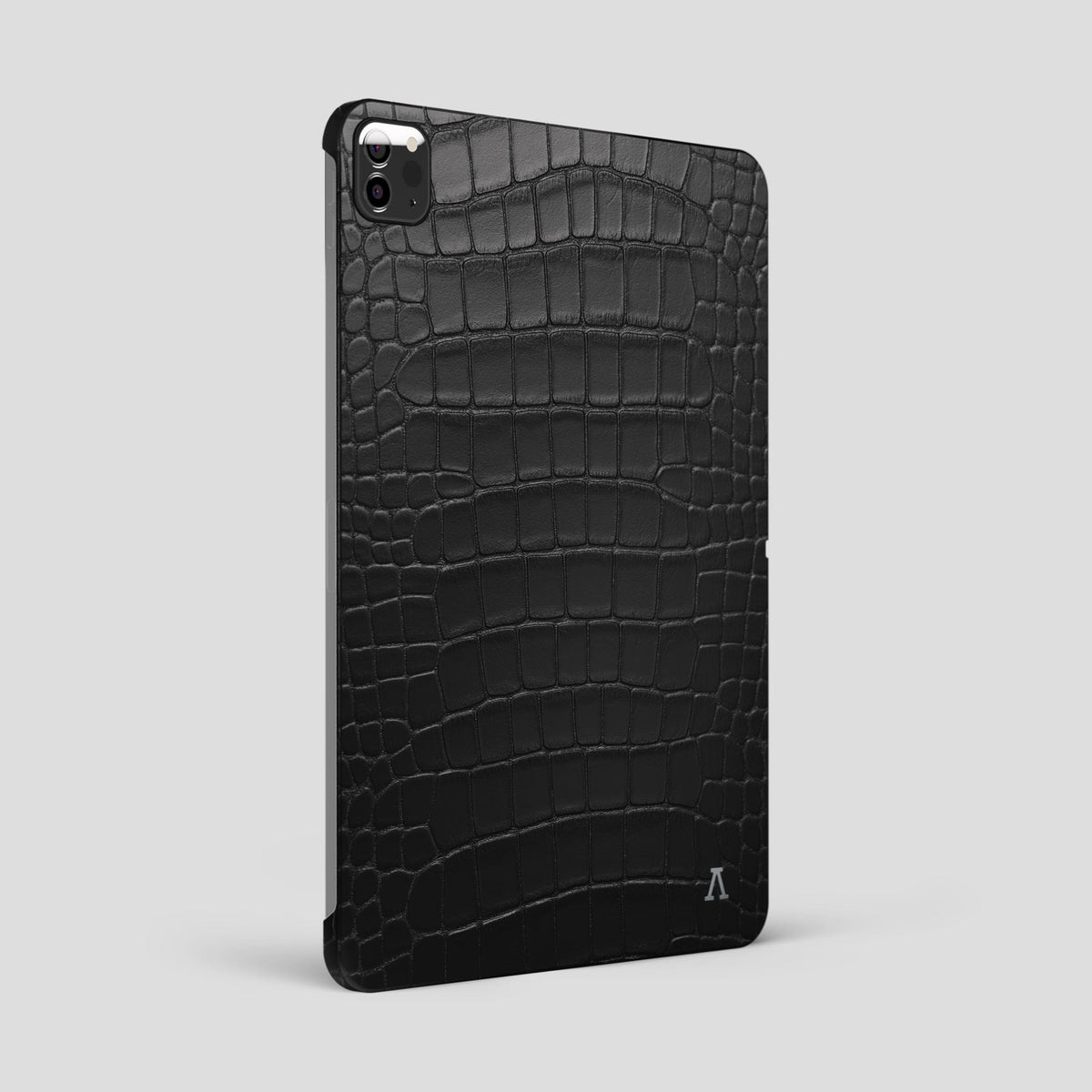Black iPad Pro 12.9-inch Case Alligator with Steel Metal -1 | Black-Steel