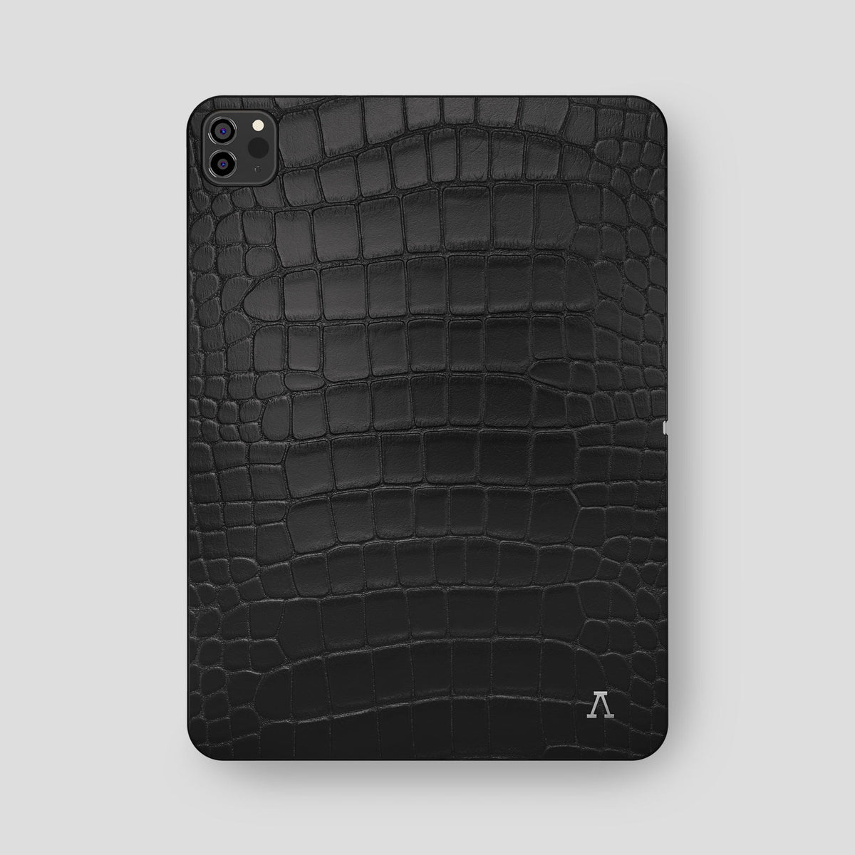 Black iPad Pro 12.9-inch Case Alligator with Steel Metal -2 | Black-Steel