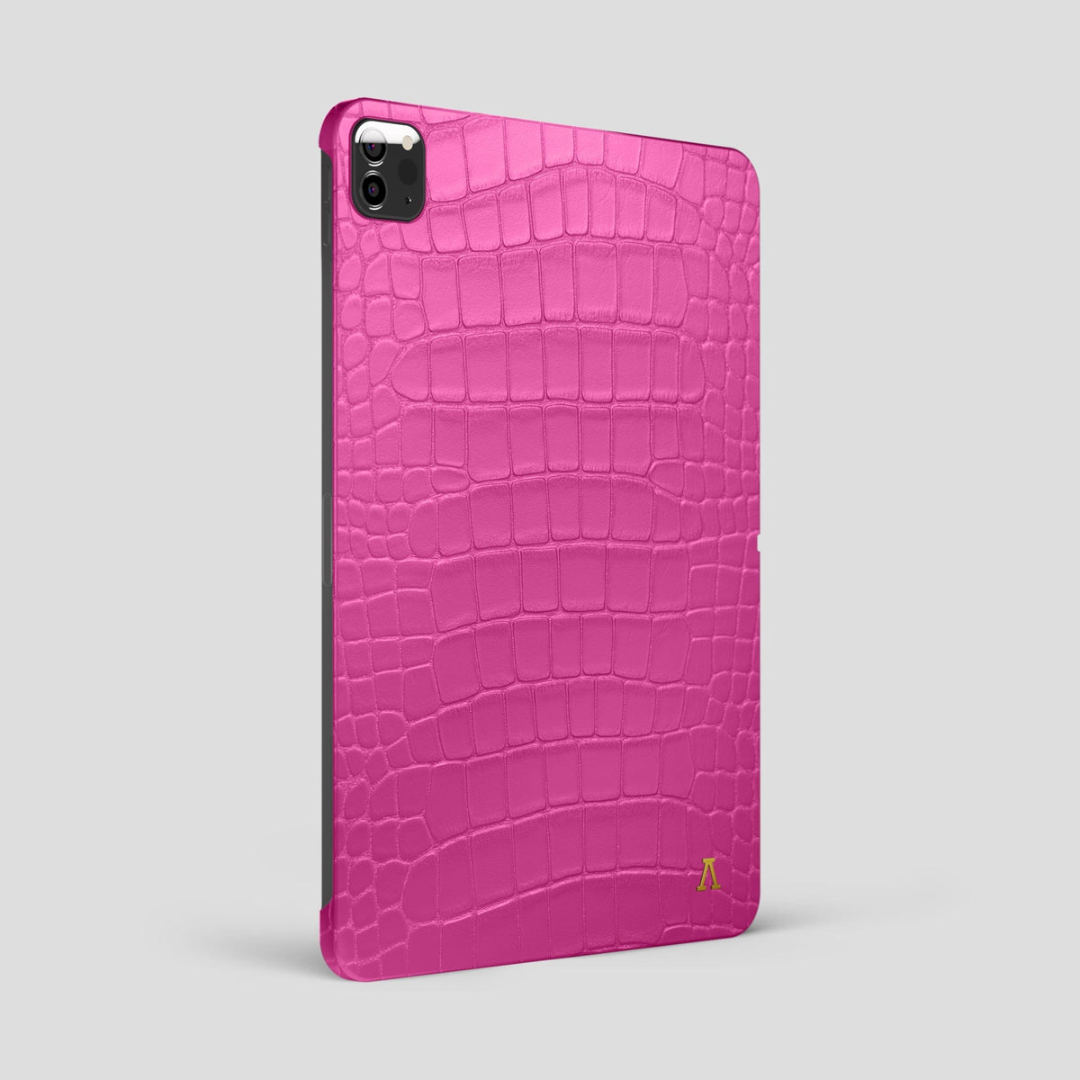 Fuchsia iPad Pro 12.9-inch Case Alligator with Gold Metal -1 | Fuchsia-Gold