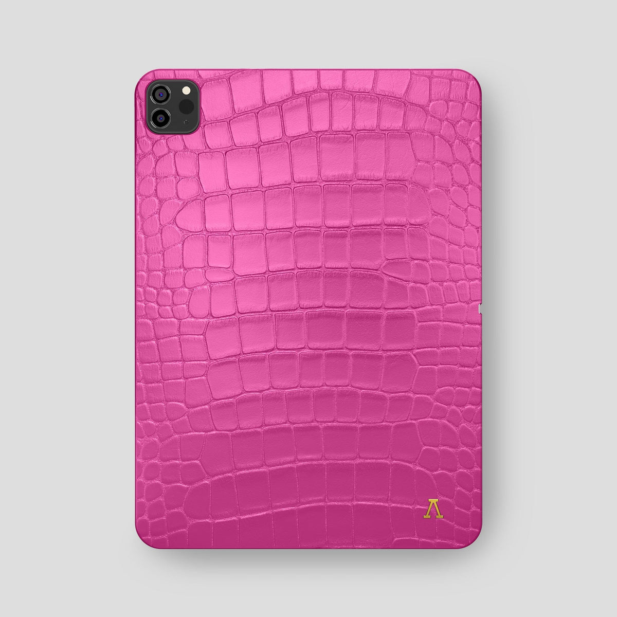 Fuchsia iPad Pro 12.9-inch Case Alligator with Gold Metal -2 | Fuchsia-Gold