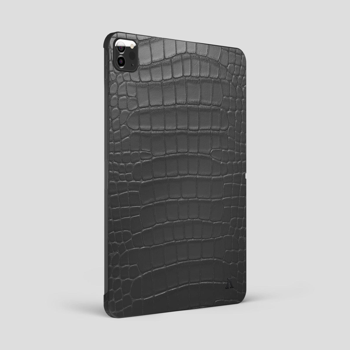 Grey iPad Pro 12.9-inch Case Alligator with Black Metal -1 | Grey-Black