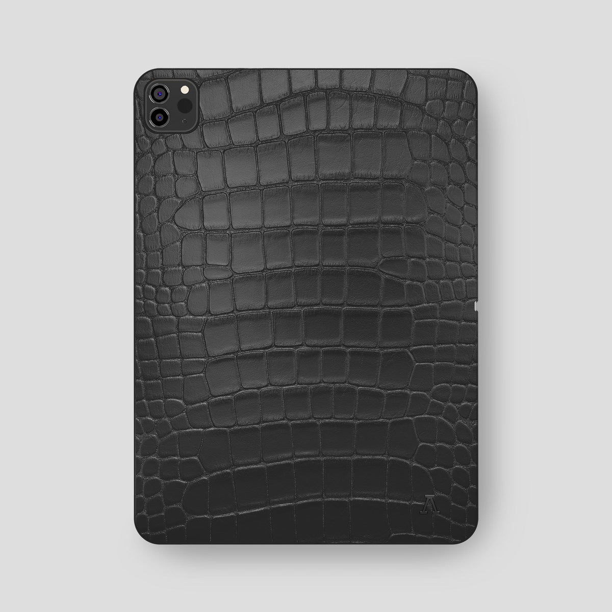 Grey iPad Pro 12.9-inch Case Alligator with Black Metal -2 | Grey-Black
