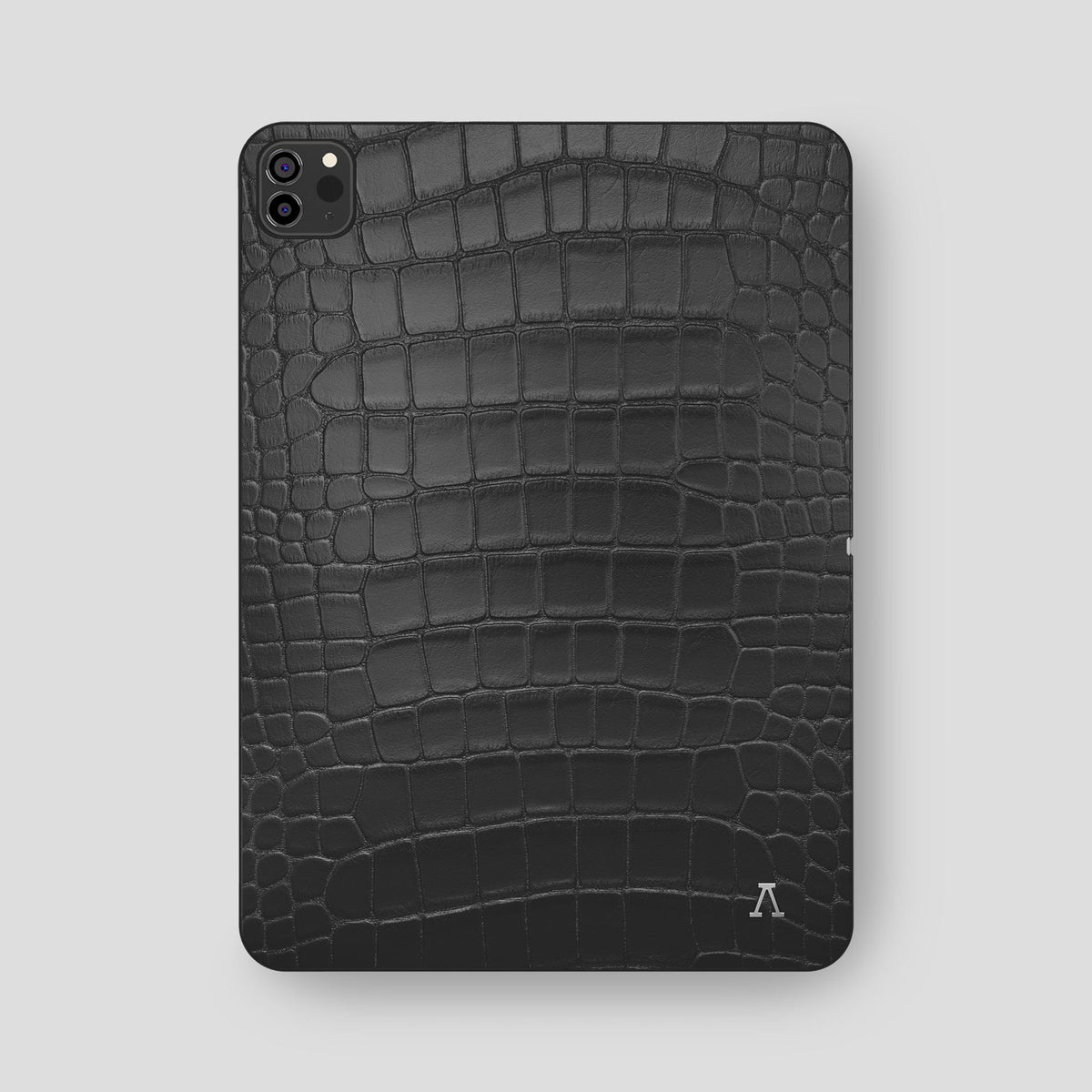 Grey iPad Pro 12.9-inch Case Alligator with Steel Metal -2 | Grey-Steel