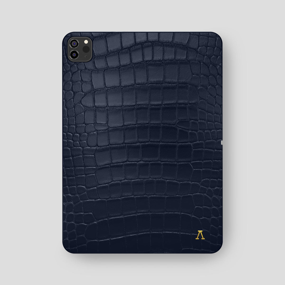 Navy Blue iPad Pro 12.9-inch Case Alligator with Gold Metal -2 | Navy-Blue-Gold
