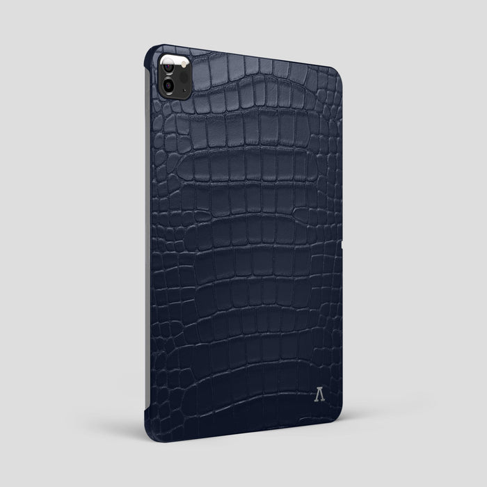 Navy Blue iPad Pro 12.9-inch Case Alligator with Steel Metal -1 | Navy-Blue-Steel