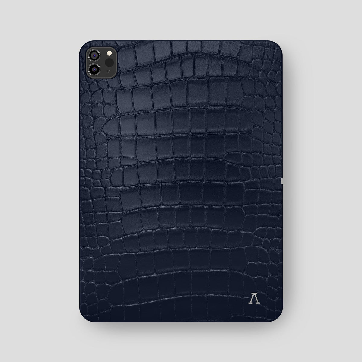 Navy Blue iPad Pro 12.9-inch Case Alligator with Steel Metal -2 | Navy-Blue-Steel