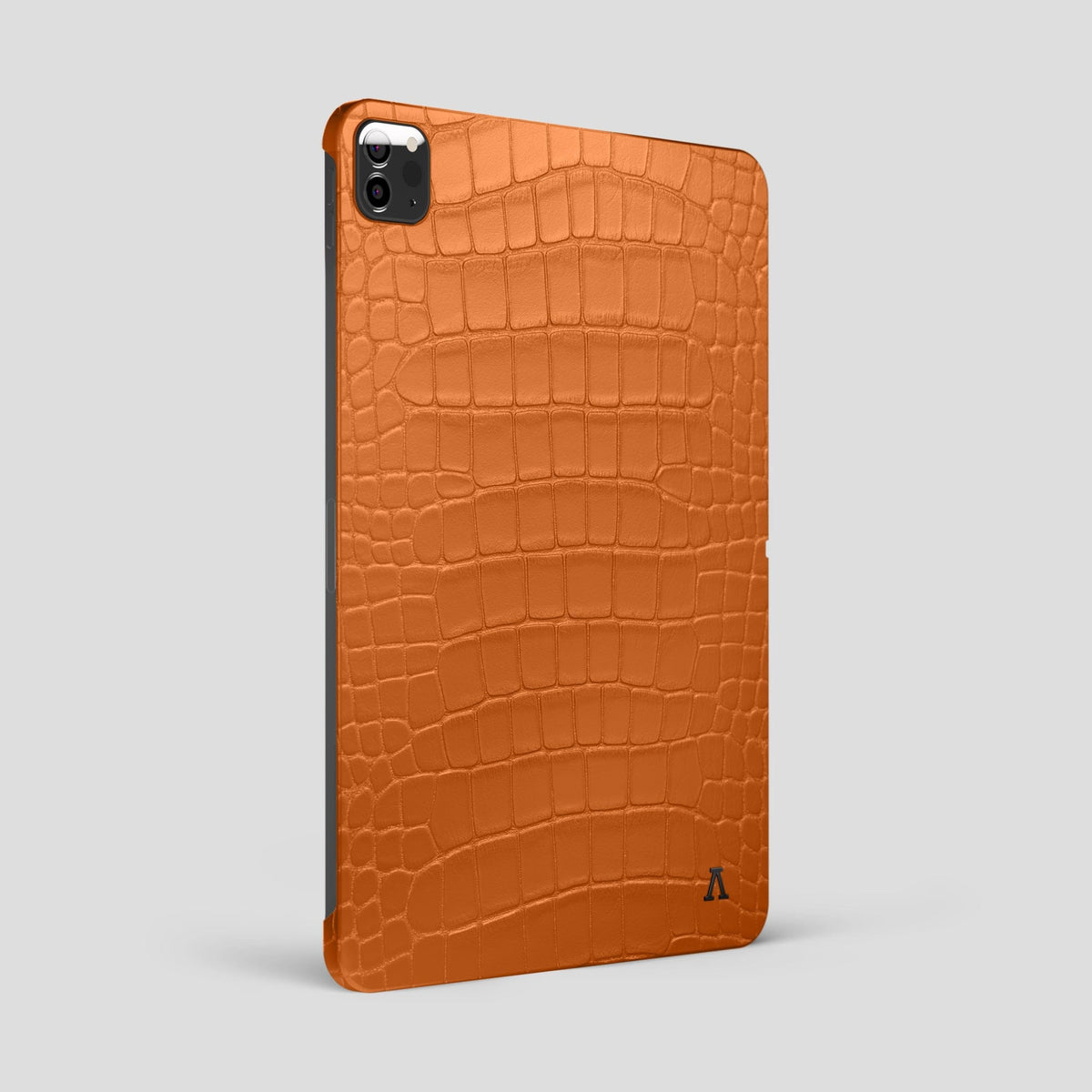 Orange iPad Pro 12.9-inch Case Alligator with Black Metal -1 | Orange-Black