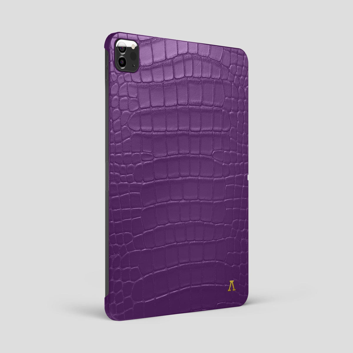 Purple iPad Pro 12.9-inch Case Alligator with Gold Metal -1 | Purple-Gold