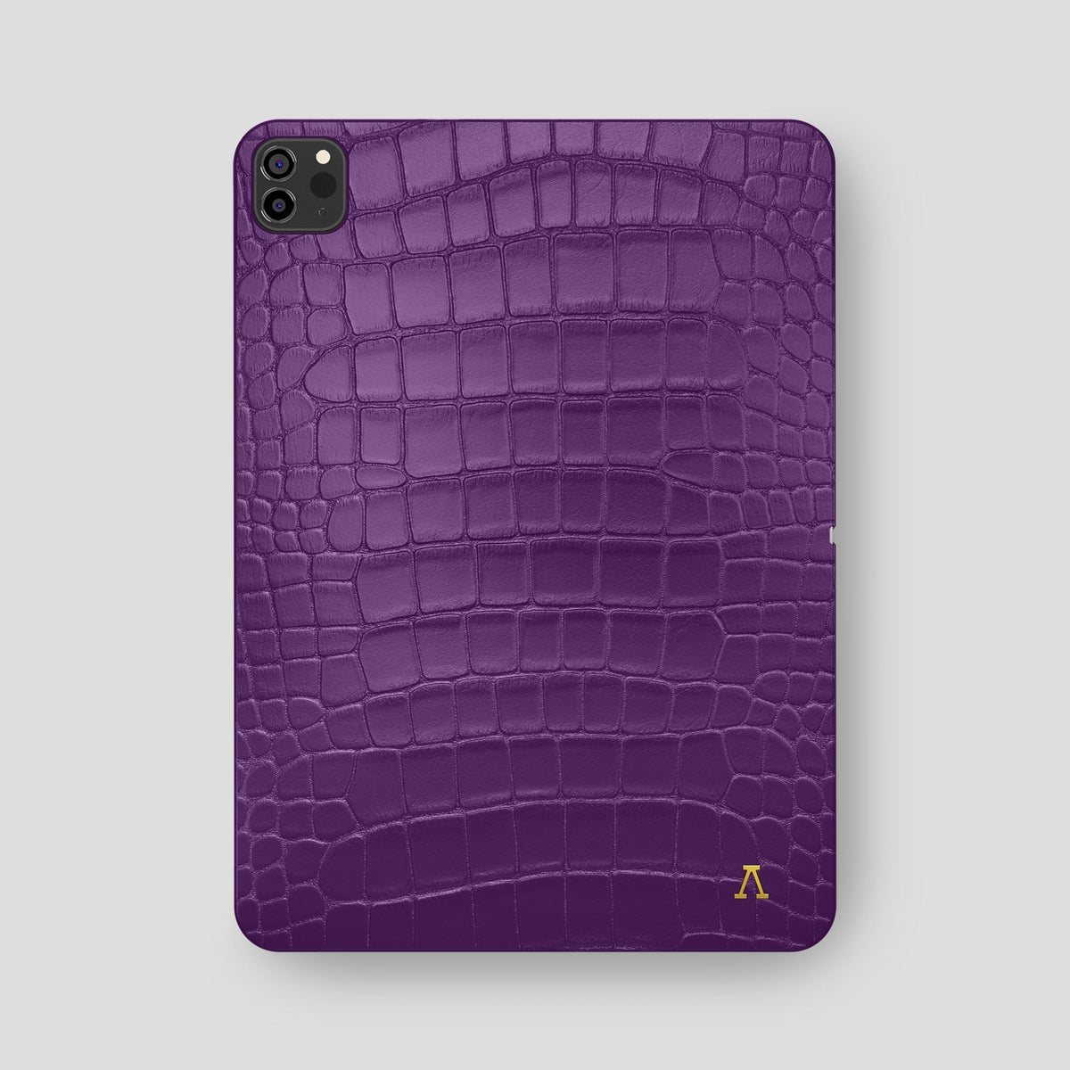 Purple iPad Pro 12.9-inch Case Alligator with Gold Metal -2 | Purple-Gold