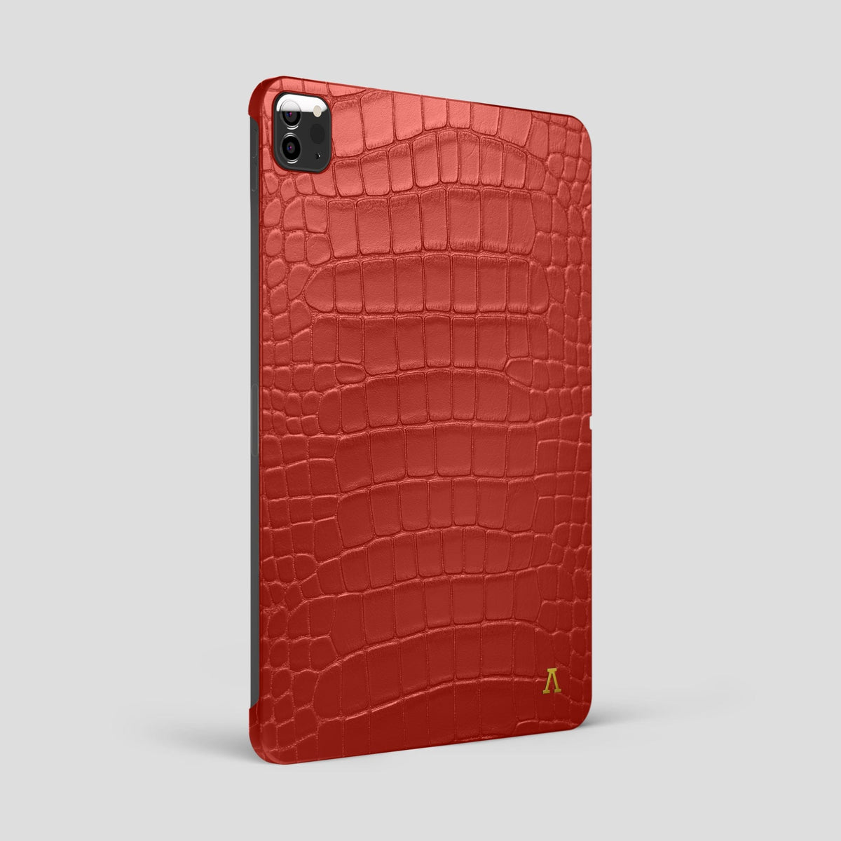 Red iPad Pro 12.9-inch Case Alligator with Gold Metal -1 | Red-Gold