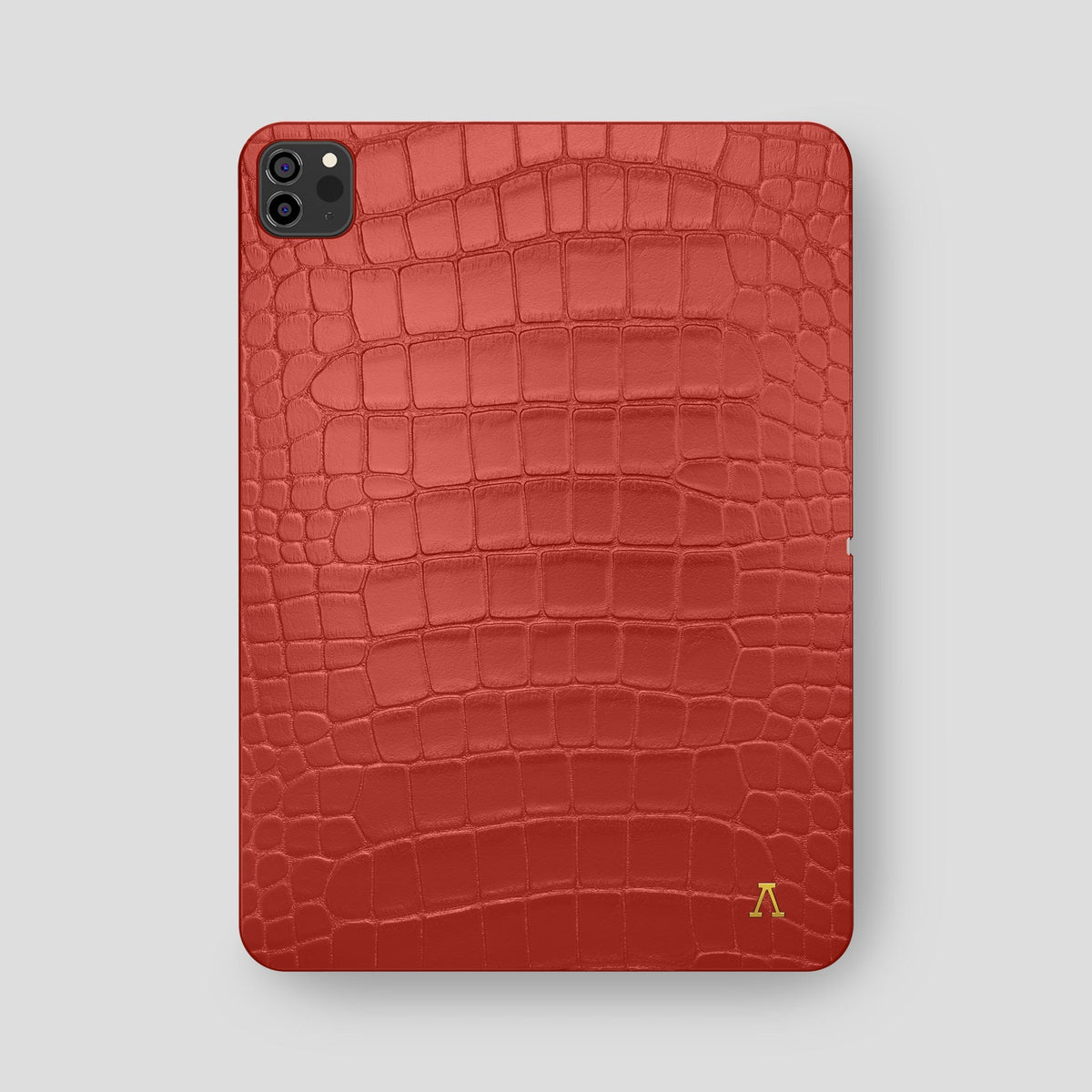 Red iPad Pro 12.9-inch Case Alligator with Gold Metal -2 | Red-Gold