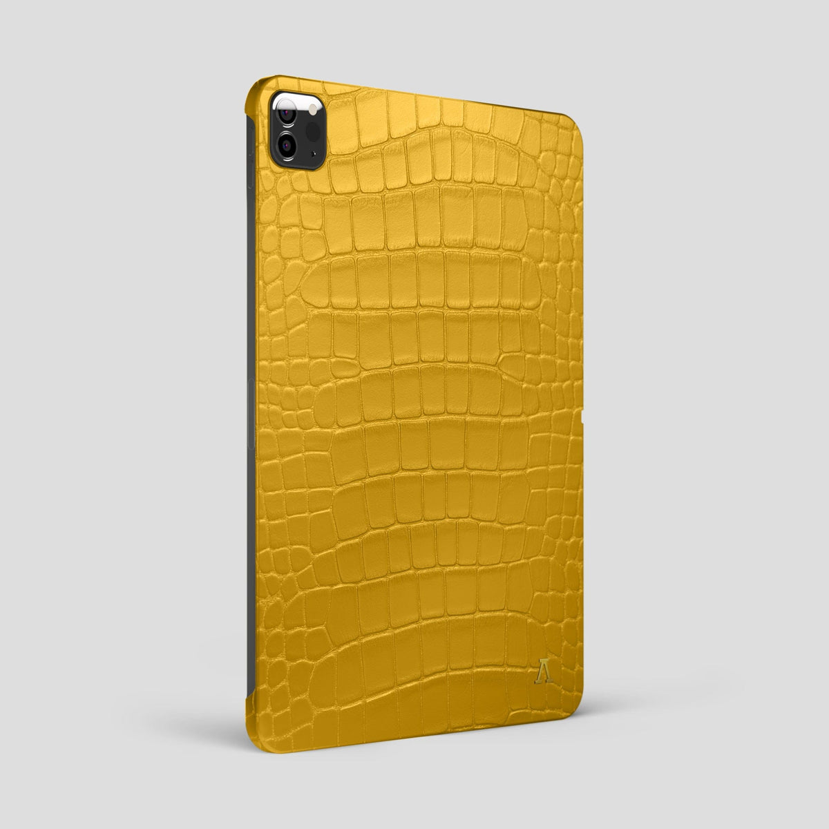 Yellow iPad Pro 12.9-inch Case Alligator with Gold Metal -1 | Yellow-Gold
