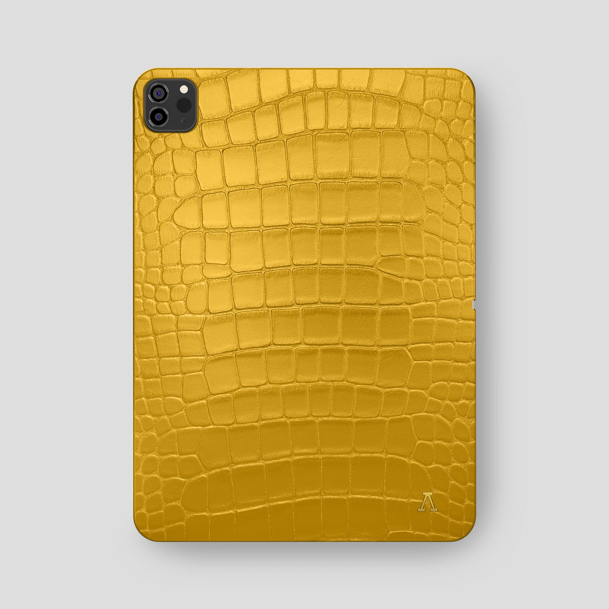 Yellow iPad Pro 12.9-inch Case Alligator with Gold Metal -2 | Yellow-Gold