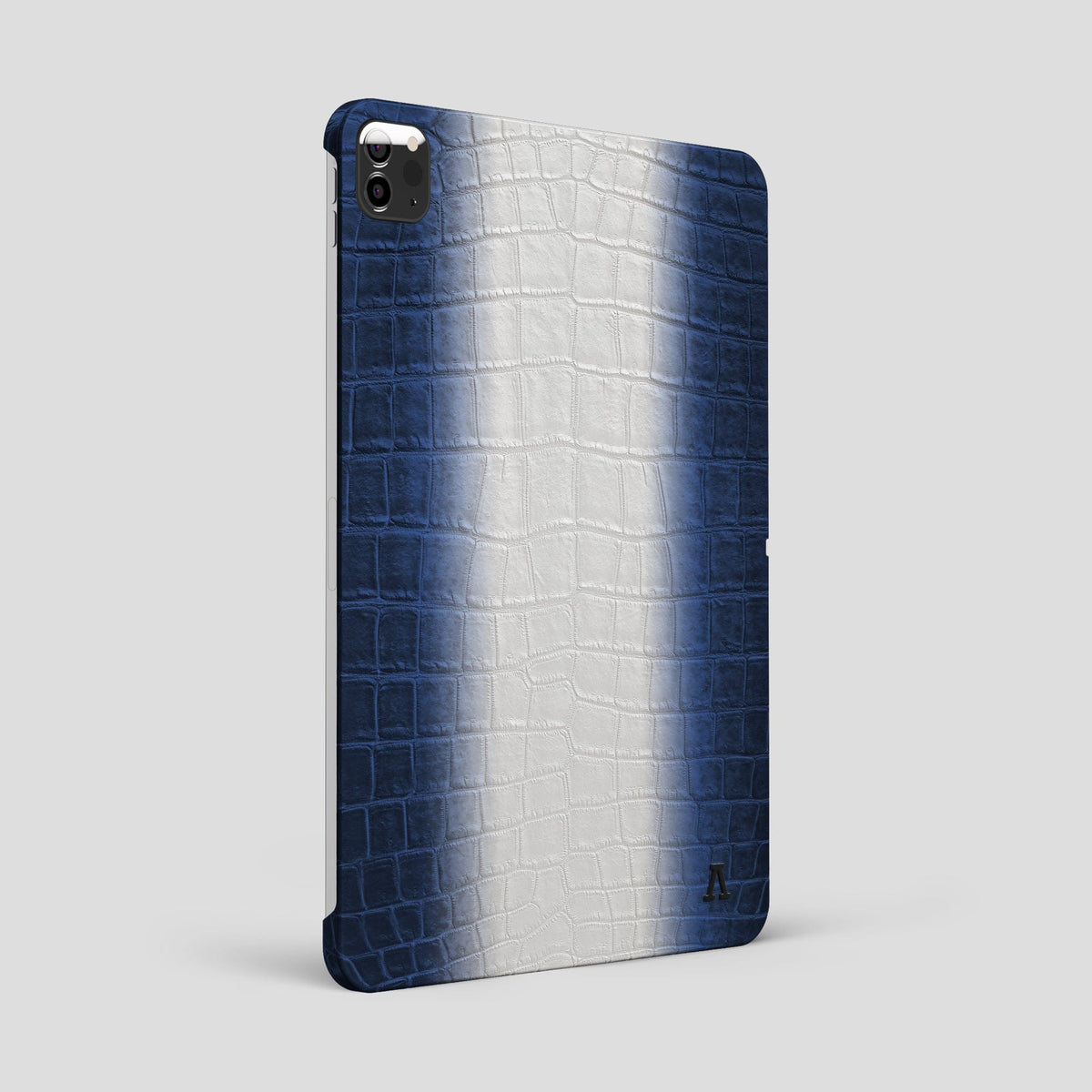 Navy Blue iPad Pro 12.9-inch Case Himalayan Crocodile with Black Metal -1 | Navy-Blue-Black