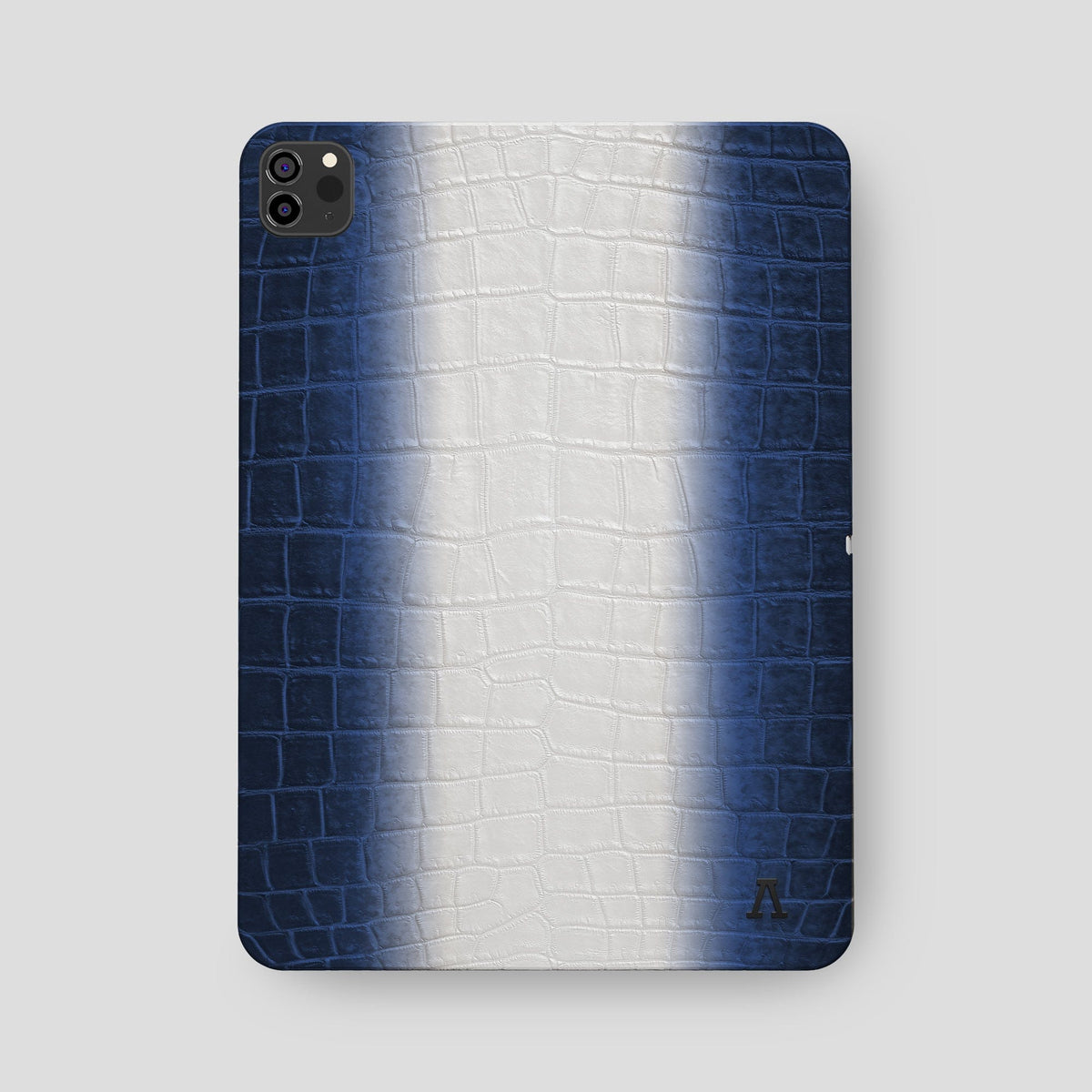 Navy Blue iPad Pro 12.9-inch Case Himalayan Crocodile with Black Metal -2 | Navy-Blue-Black