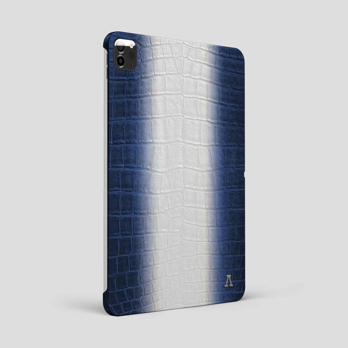 Navy Blue iPad Pro 12.9-inch Case Himalayan Crocodile with Steel Metal -1 | Navy-Blue-Steel