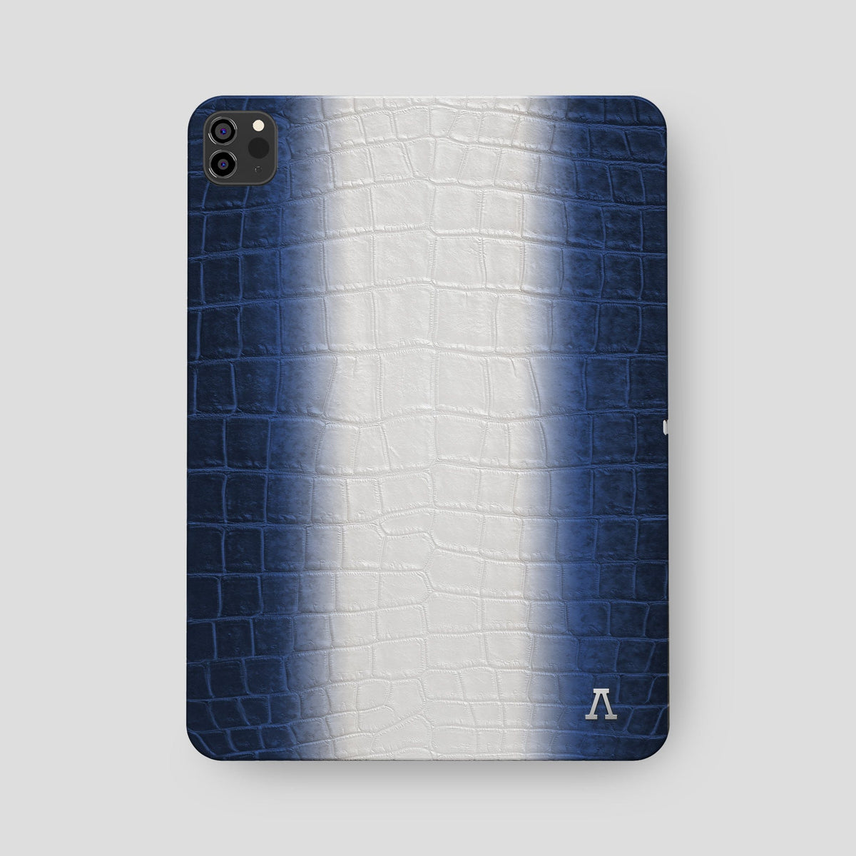 Navy Blue iPad Pro 12.9-inch Case Himalayan Crocodile with Steel Metal -2 | Navy-Blue-Steel