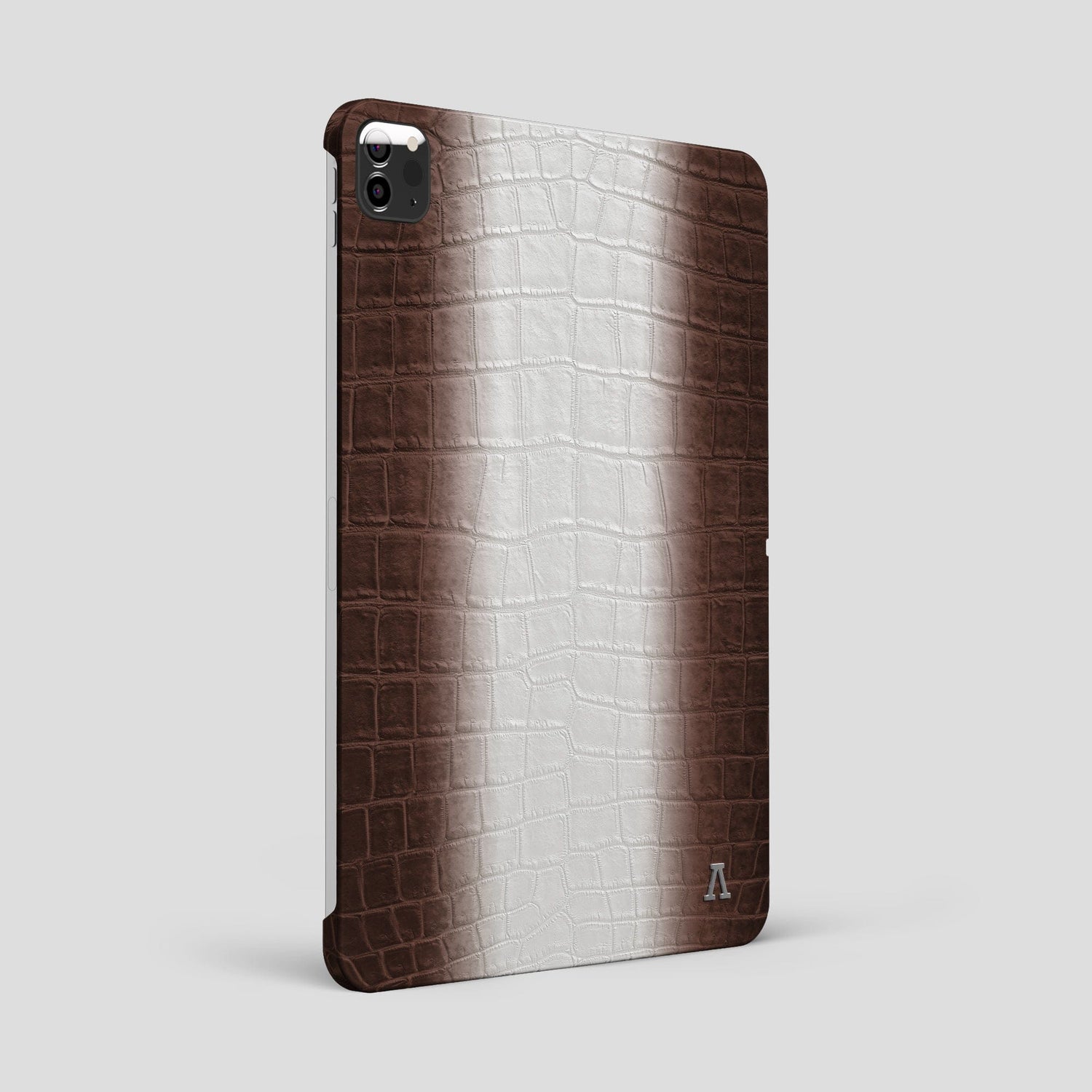 Dark Brown iPad Pro 12.9-inch Case Himalayan Crocodile with Steel Metal -1 | Dark-Brown-Steel