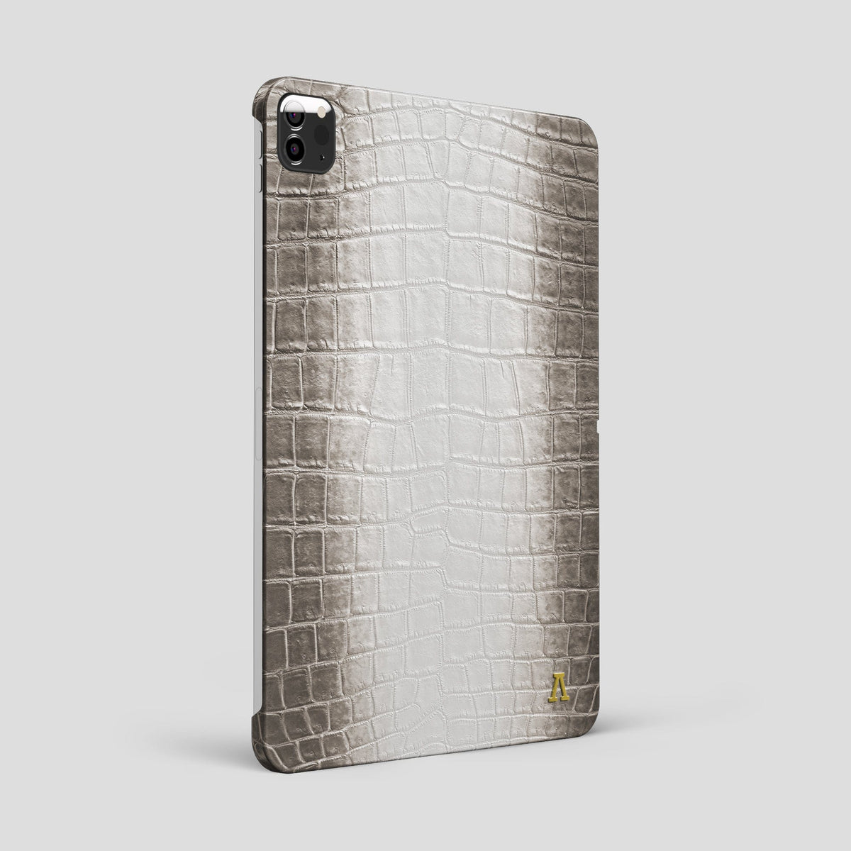 Dark iPad Pro 12.9-inch Case Himalayan Crocodile with Gold Metal -1 | Dark-Gold