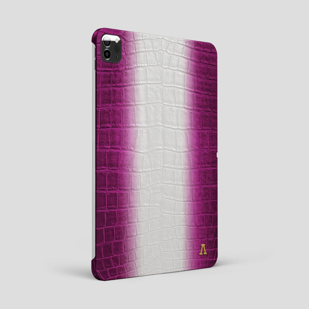 Fuchsia iPad Pro 12.9-inch Case Himalayan Crocodile with Gold Metal -1 | Fuchsia-Gold