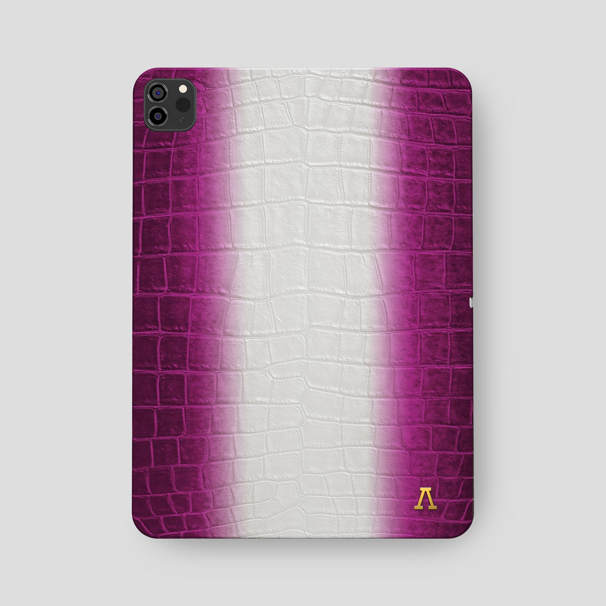 Fuchsia iPad Pro 12.9-inch Case Himalayan Crocodile with Gold Metal -2 | Fuchsia-Gold