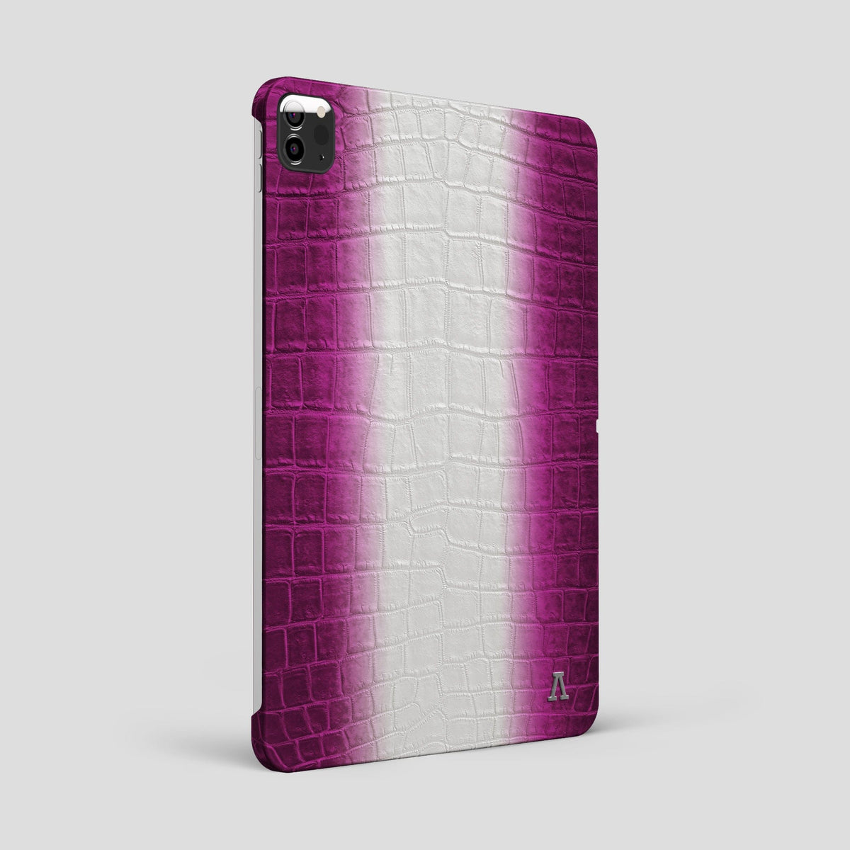 Fuchsia iPad Pro 12.9-inch Case Himalayan Crocodile with Steel Metal -1 | Fuchsia-Steel