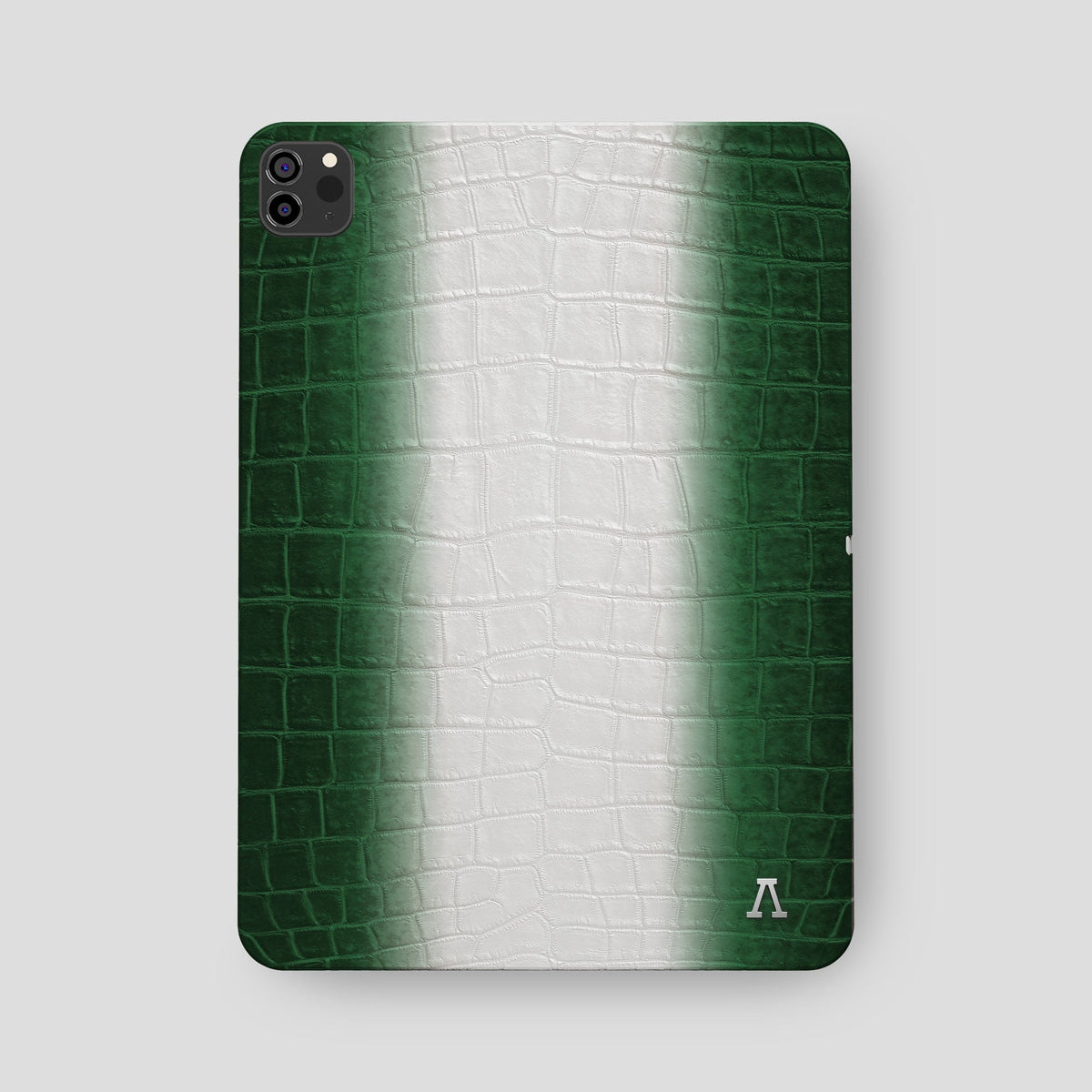 Green iPad Pro 12.9-inch Case Himalayan Crocodile with Steel Metal -2 | Green-Steel
