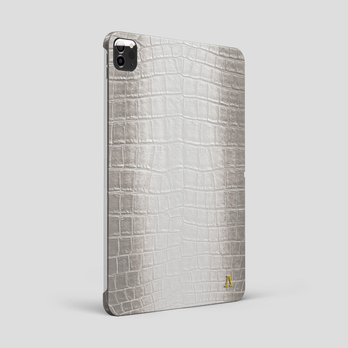 Light iPad Pro 12.9-inch Case Himalayan Crocodile with Gold Metal -1 | Light-Gold